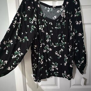 Old Navy Black Floral Blouse